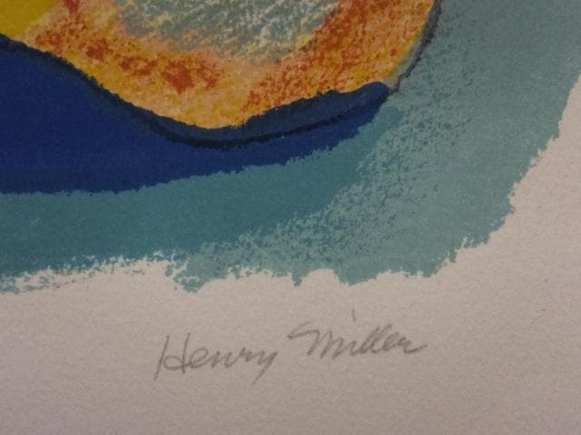 ヘンリー・ミラー　直筆サイン『ザンジバル沖のどこか』リトグラフ 0723H