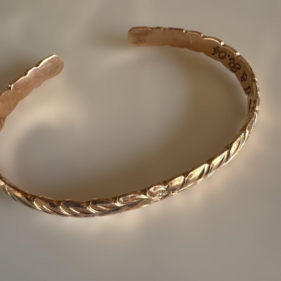 リル坊ワイレアハワイアンジュエリーバングル14kピンクゴールド＆メレダイヤ