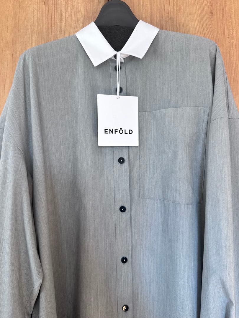 即完商品 未使用 タグ付きENFOLD シャツワンピース グレー