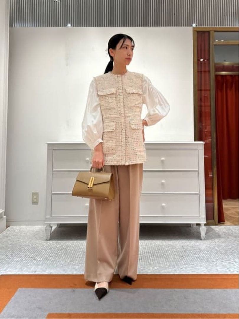 トゥモローランド ボールジィ クリスタルコットンギャザーブラウス ボウタイ 白