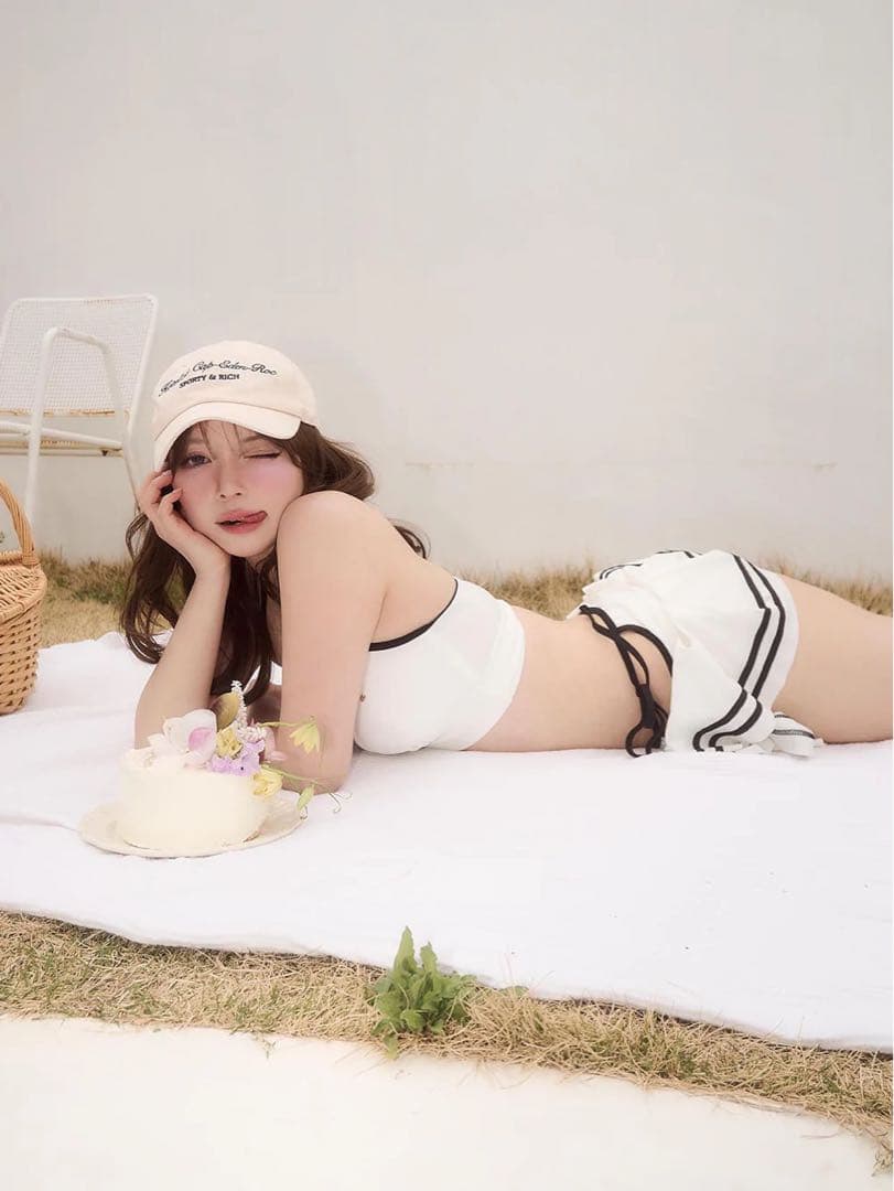 andmary Coco pleats swimwear white 新品