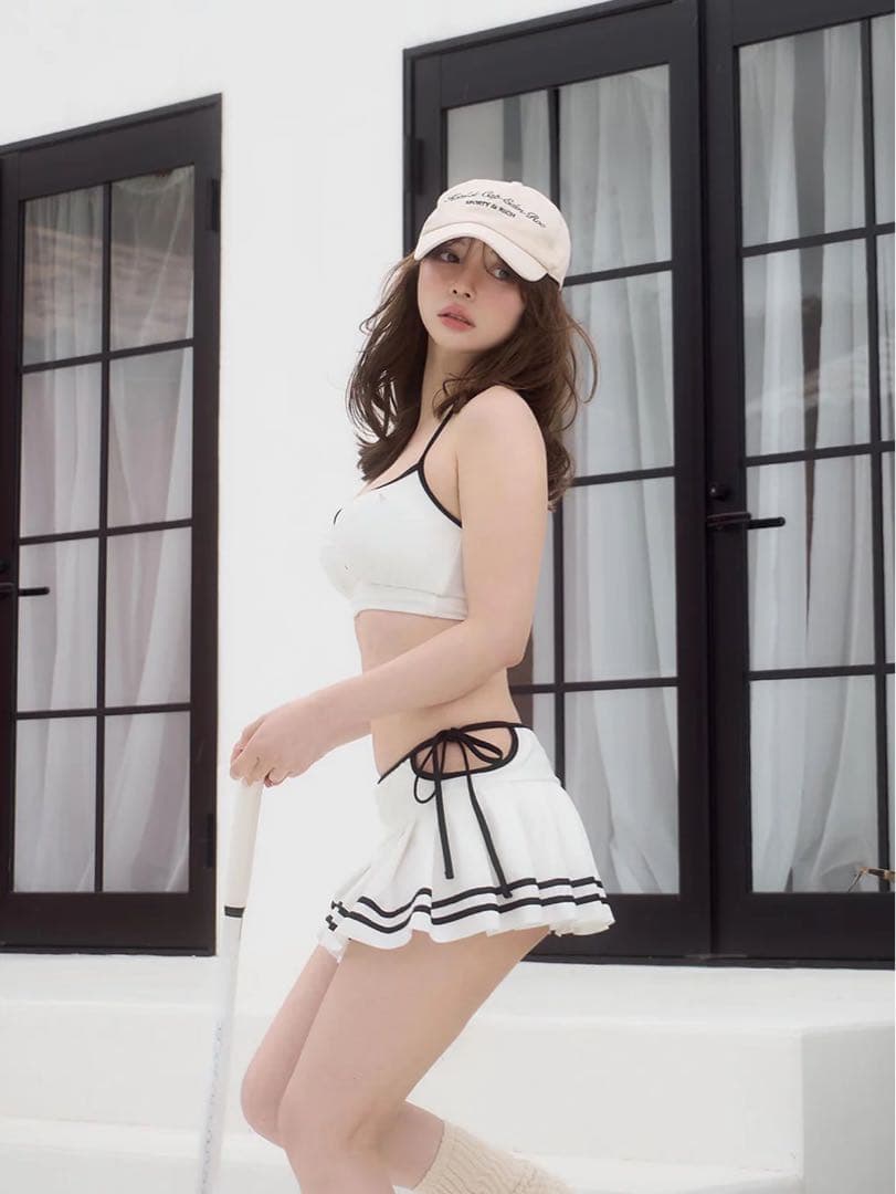 andmary Coco pleats swimwear white 新品