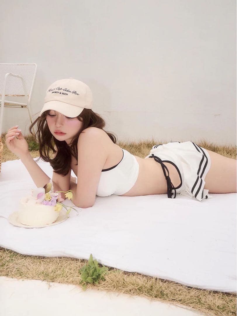 andmary Coco pleats swimwear white 新品