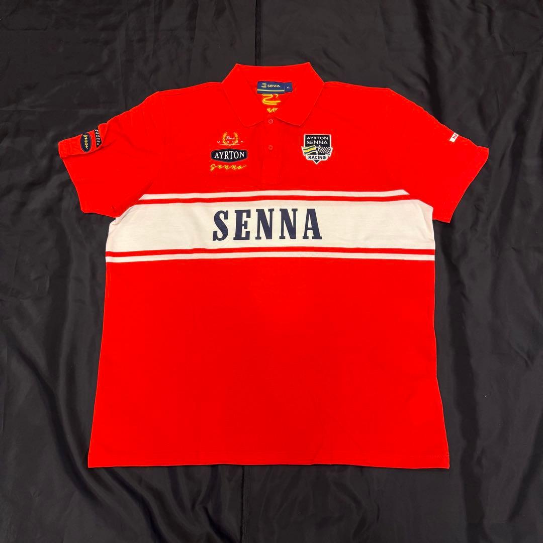 アイルトンセナ F1 ポロシャツ レーシング 新品未使用 XL レッド ホワイト