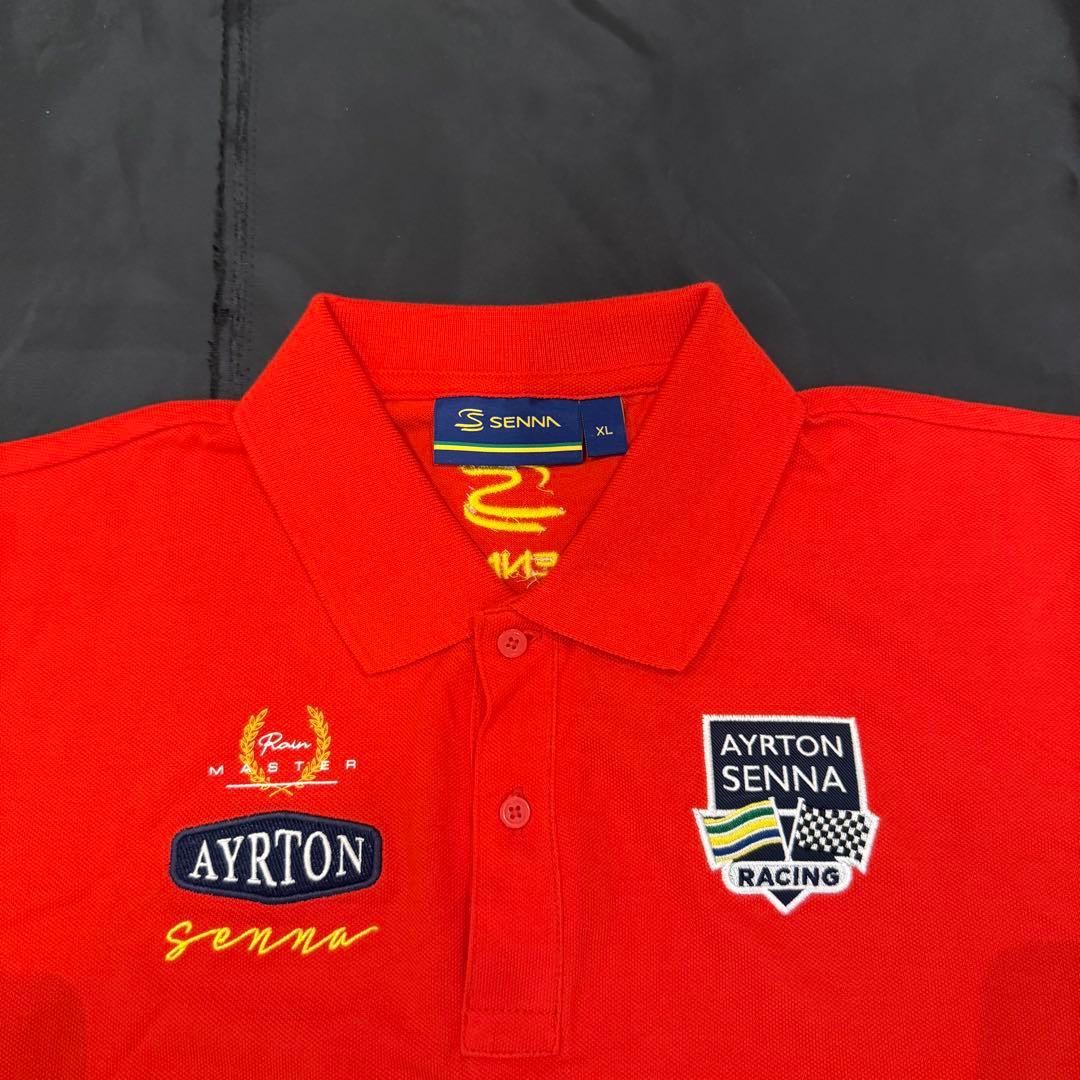 アイルトンセナ F1 ポロシャツ レーシング 新品未使用 XL レッド ホワイト