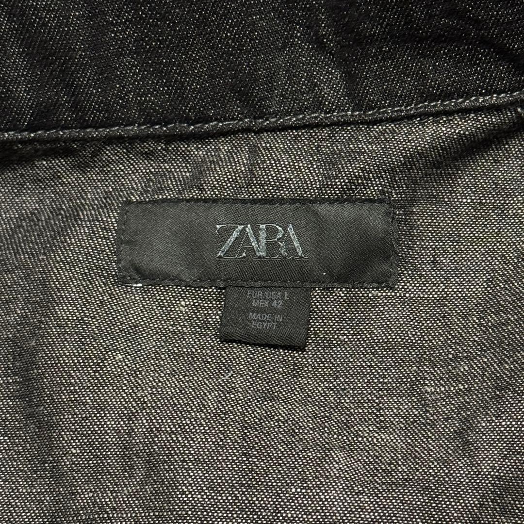 ZARA リラックスフィットデニムジャケット セットアップ ブラック メンズ L