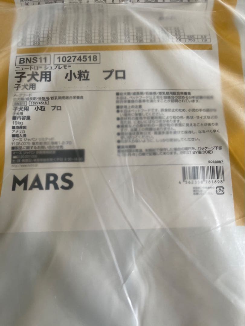 Nutro Supremo 子犬用 小粒 19kg