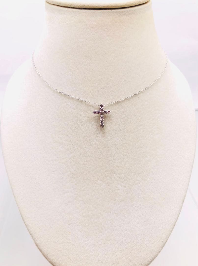 【超希少天然ピンクダイヤ★永遠の憧れ上品クロスモチーフ】ダイヤ ネックレス