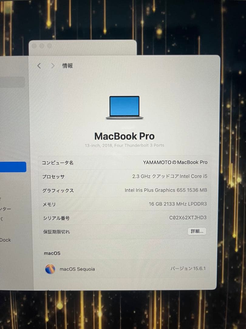 MacBook Pro 13インチ 2018 i5 16GB 512GB 保証有
