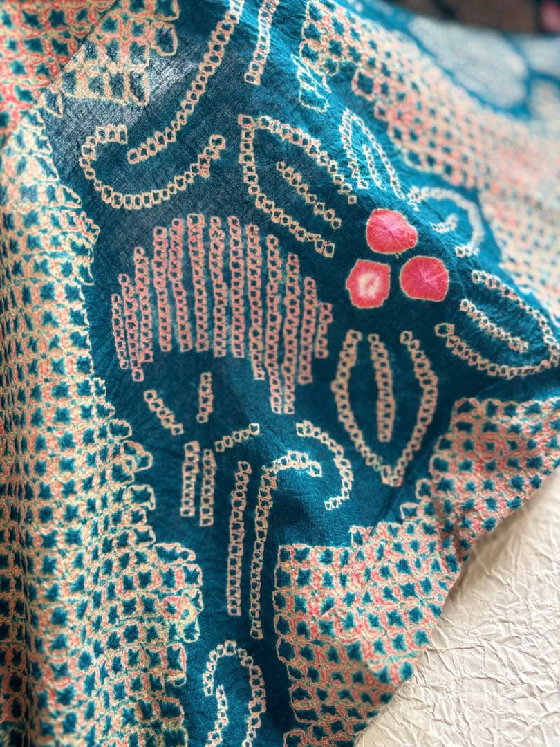 有松鳴海絞り　浴衣　有松絞り　アンティーク　レトロ　一点物　着物