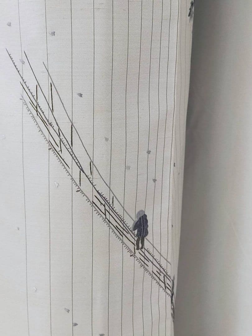 お見分け済　美品　正絹袷　総刺繍　紬地創作訪問着