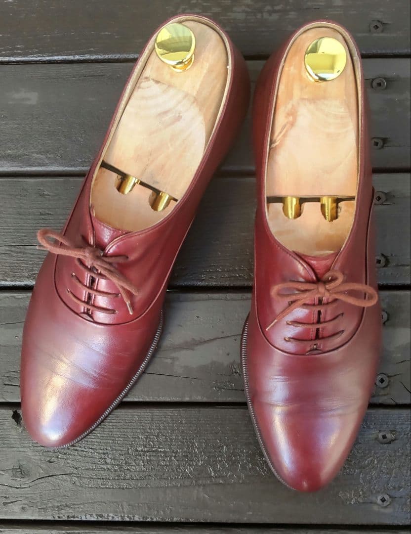 旧旧チャーチコレクター向け美品米旗艦店別注ハンドメイドプレーントゥ8バーガンディ