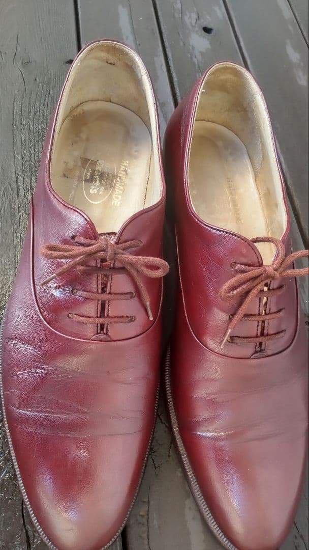 旧旧チャーチコレクター向け美品米旗艦店別注ハンドメイドプレーントゥ8バーガンディ