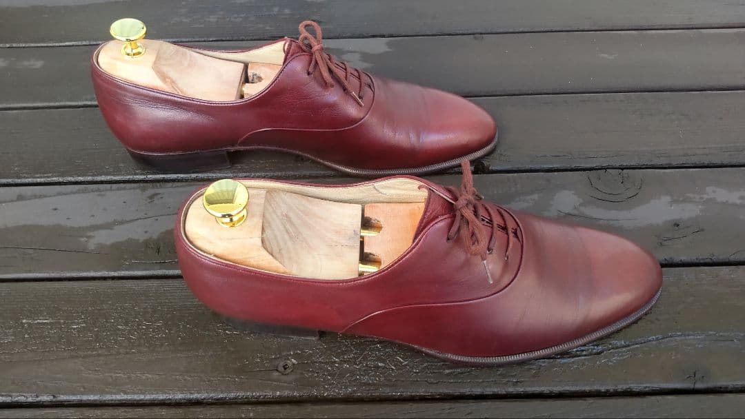 旧旧チャーチコレクター向け美品米旗艦店別注ハンドメイドプレーントゥ8バーガンディ