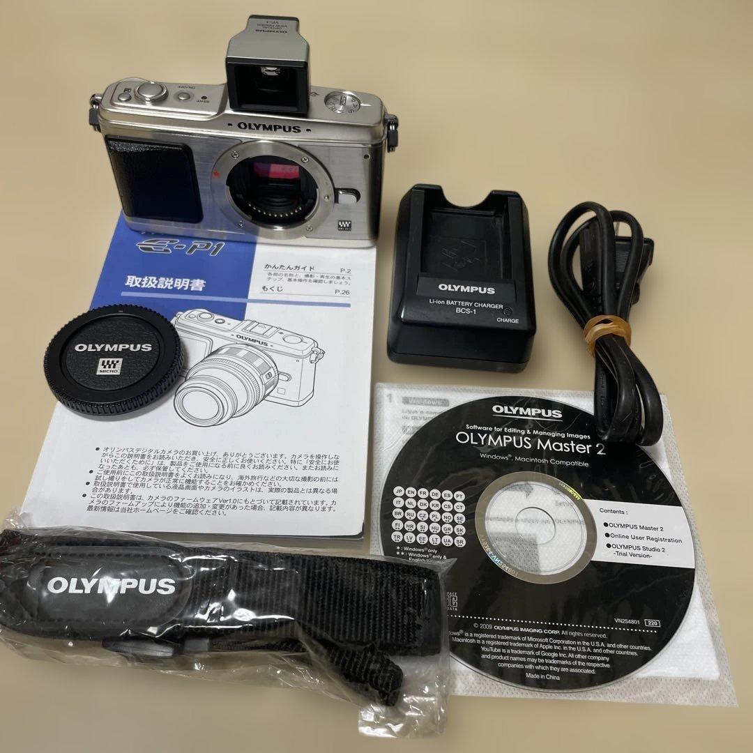 オリンパス　E-P1 ミラーレス一眼　VF-1付き　バッテリー、充電器　液晶難