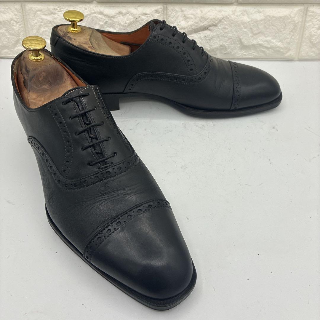 【美品】Santoni サントーニ ストレートチップ 6 ビジネスシューズ 黒