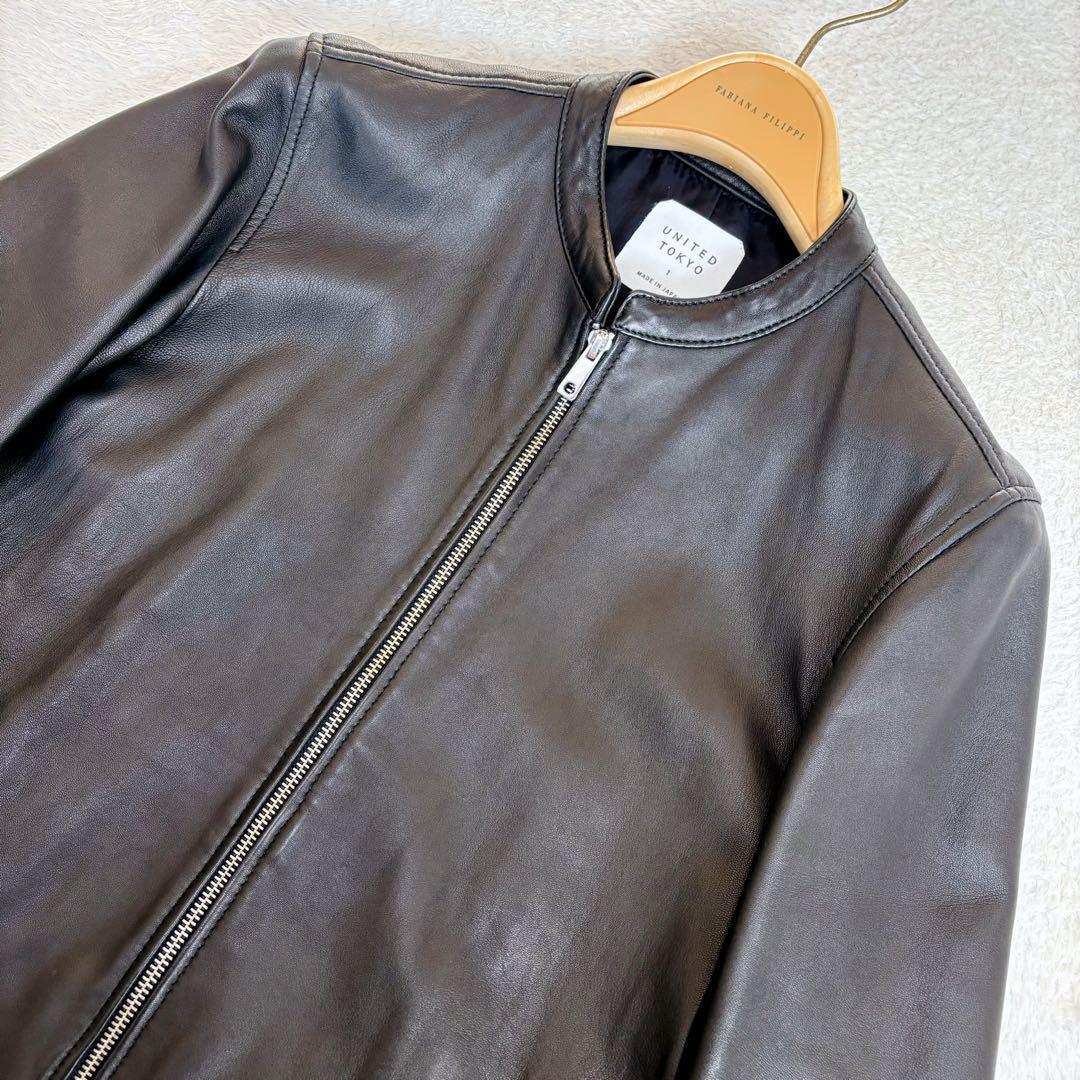 美品♡UNITED TOKYO レザージャケット シングル 羊革 本革 ブラック