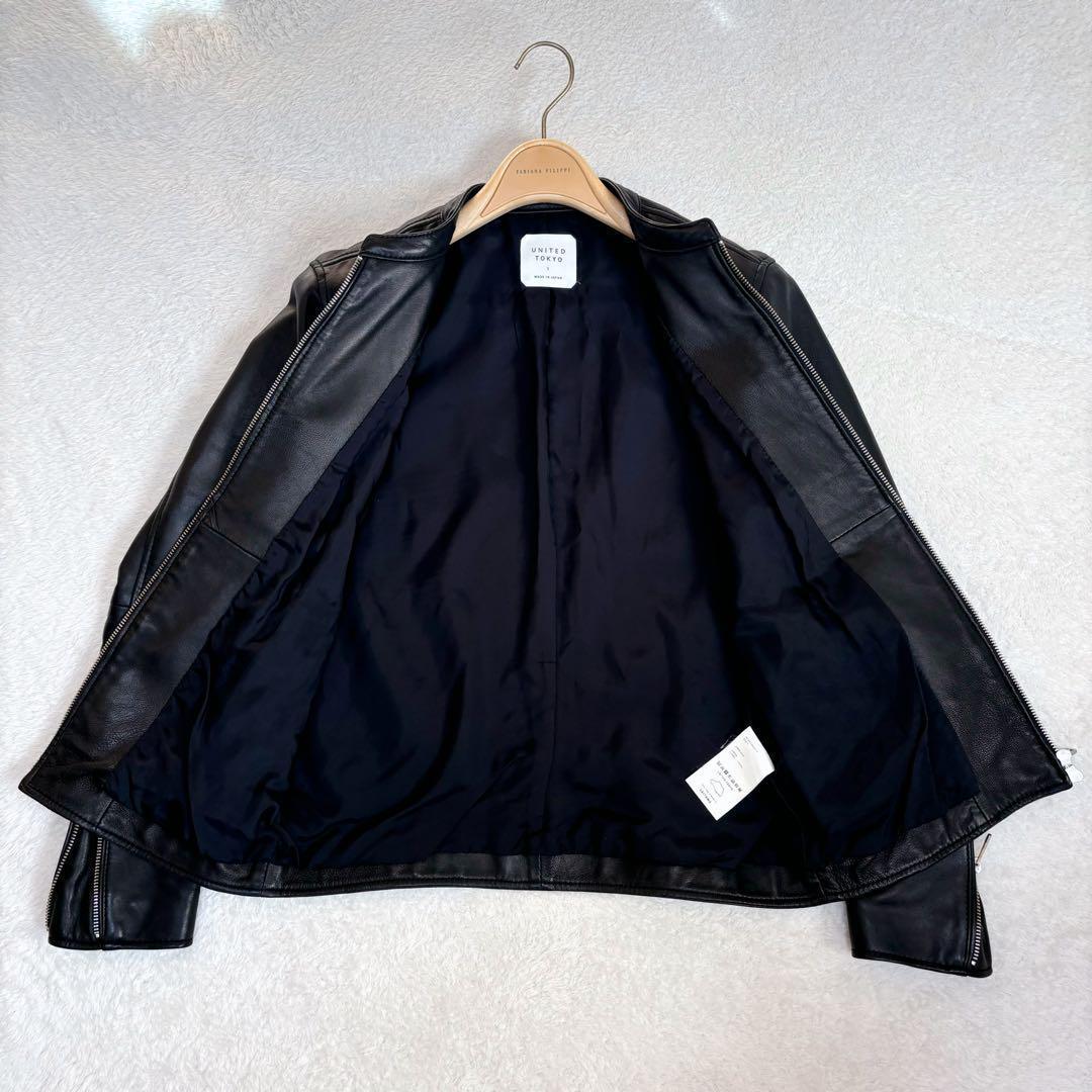 美品♡UNITED TOKYO レザージャケット シングル 羊革 本革 ブラック