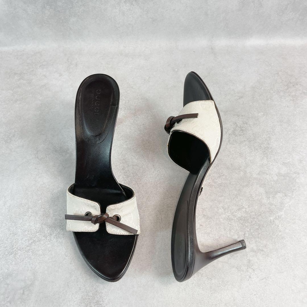 靴 Vintage Gucci Monogram Bow Mules 36 1/2