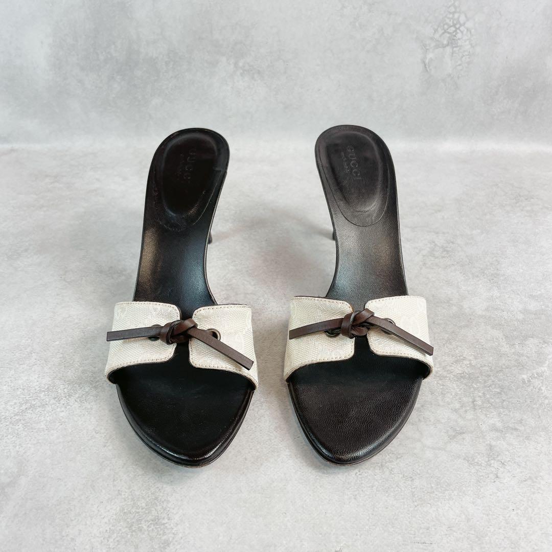 靴 Vintage Gucci Monogram Bow Mules 36 1/2