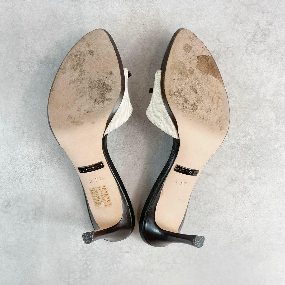 靴 Vintage Gucci Monogram Bow Mules 36 1/2