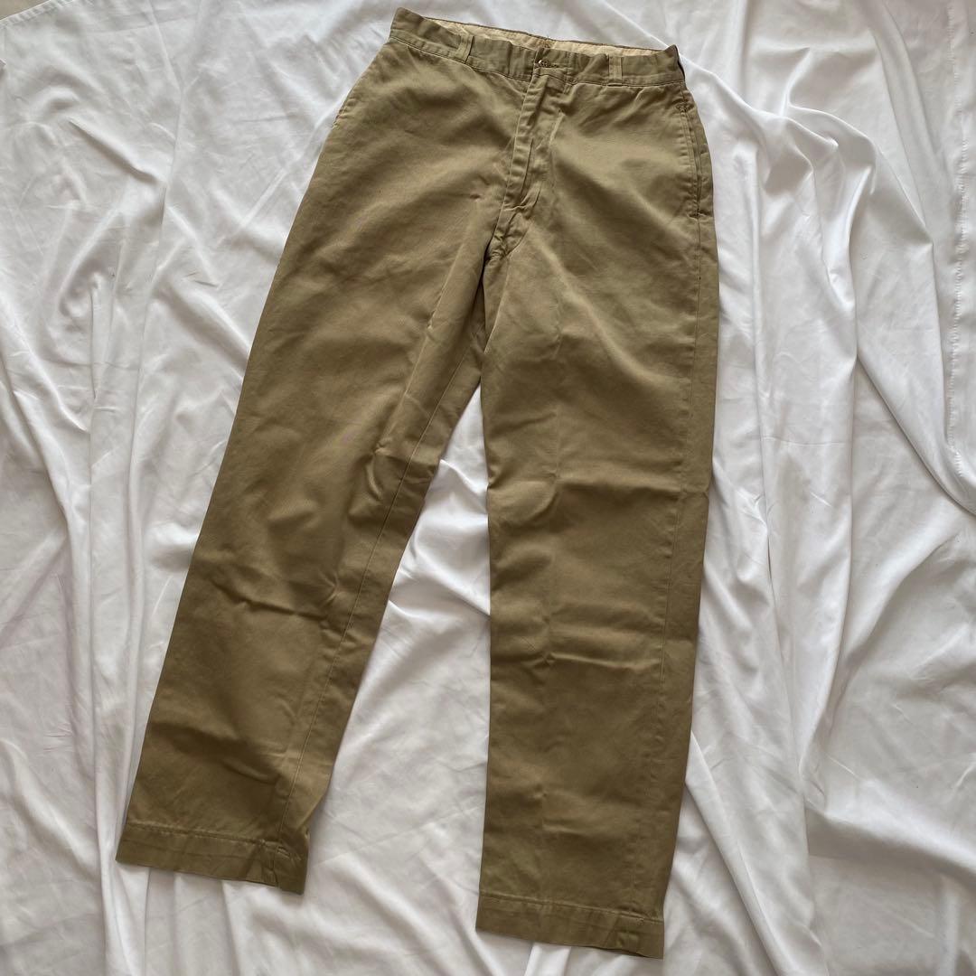 W30ビンテージ ミリタリー チノパン 60s コットン ベージュ