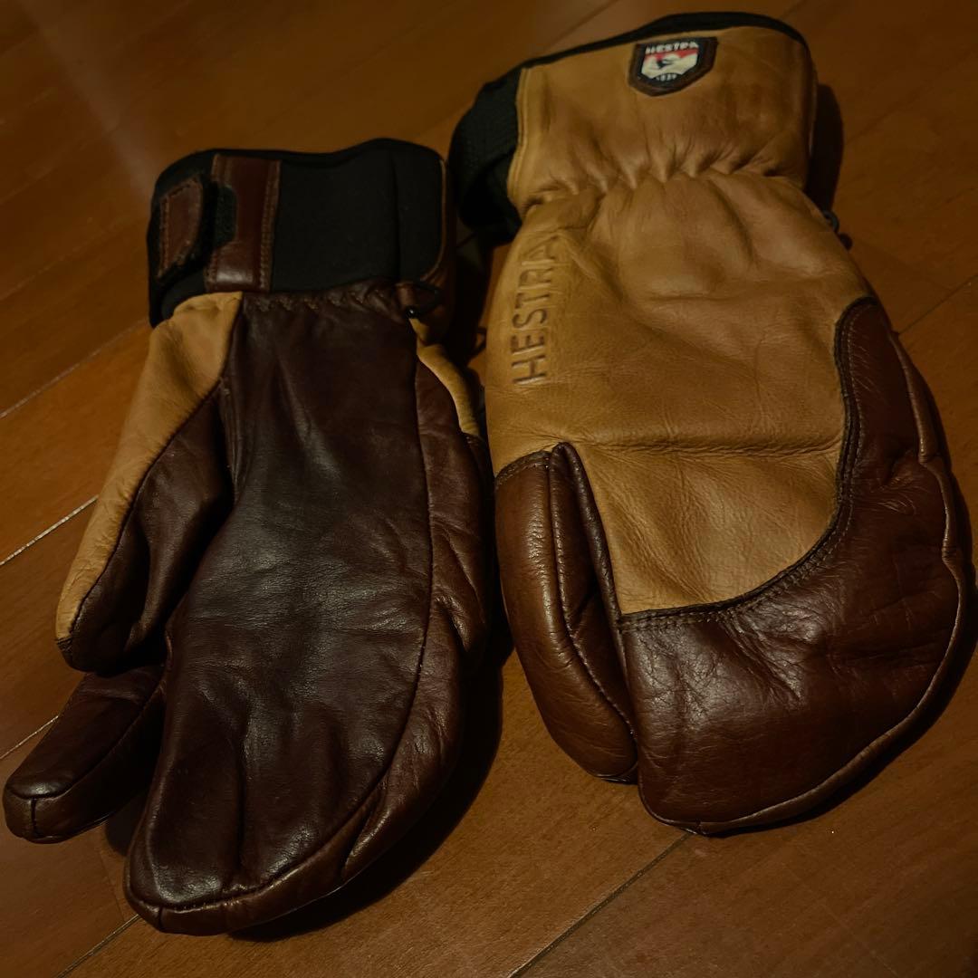 Hestra レザー ミトングローブ ブラウン/ベージュ