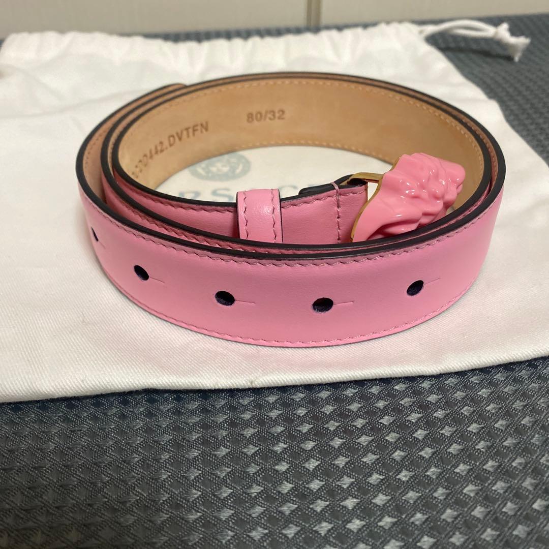 新品 VERSACE メドゥーサ スライド ベルト ピンク 80/32