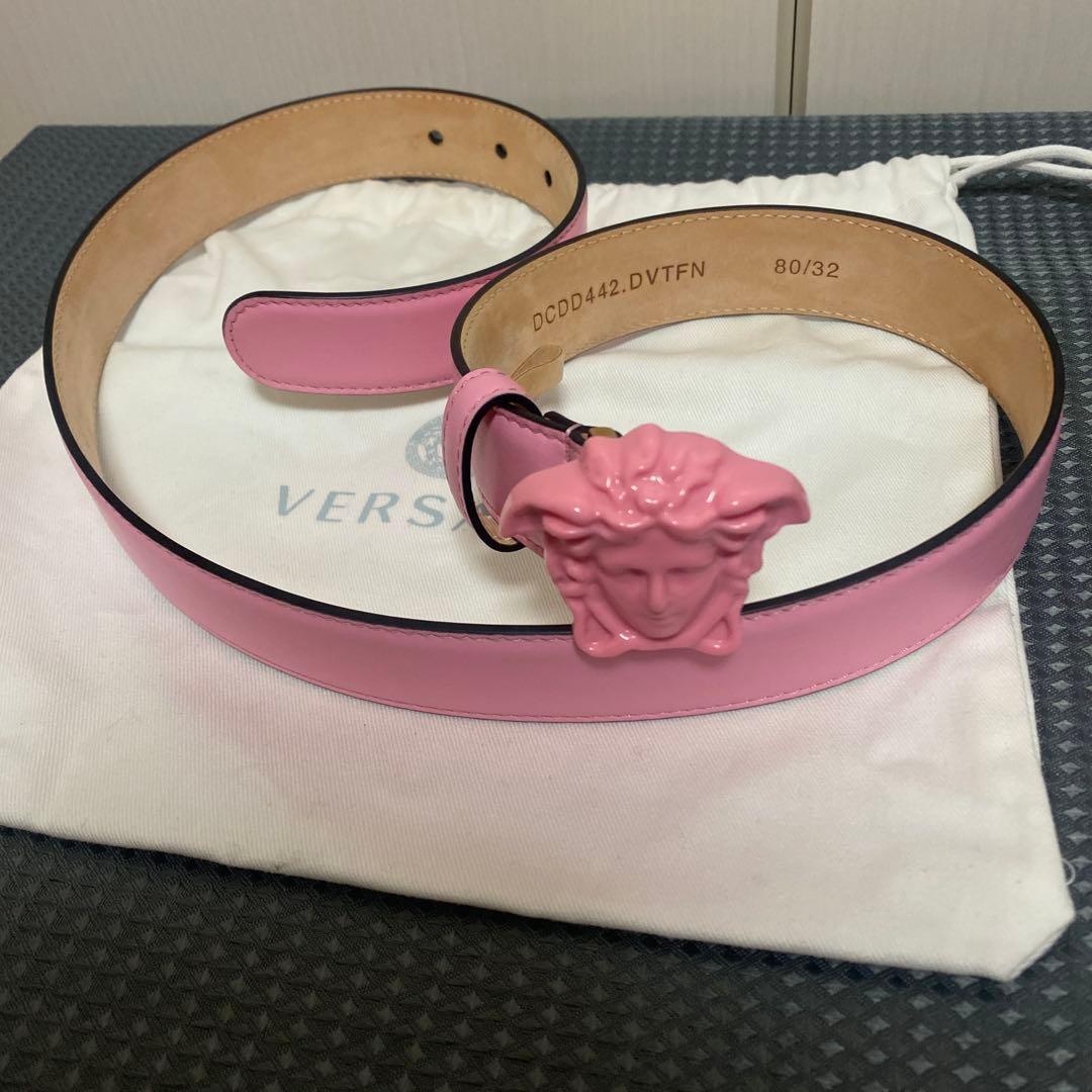 新品 VERSACE メドゥーサ スライド ベルト ピンク 80/32