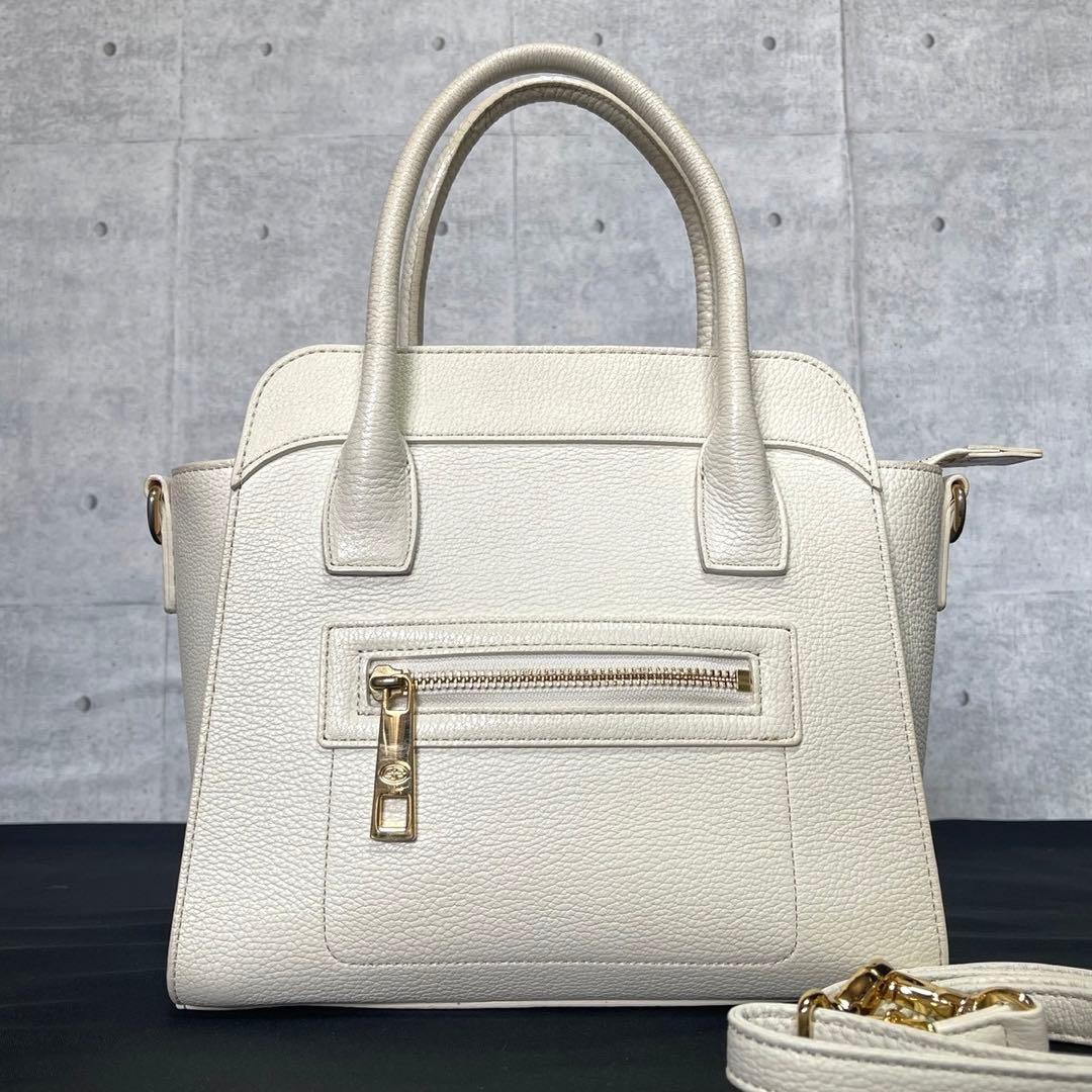 専用品HAMANO ハナエル ミニボクシー オフホワイト 2WAYハンドバッグ