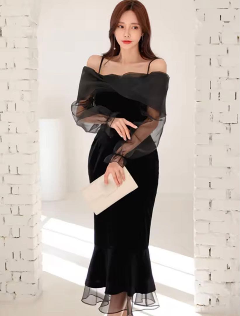 オフショルダー マーメイド　パーティードレス　同窓会　ドレス