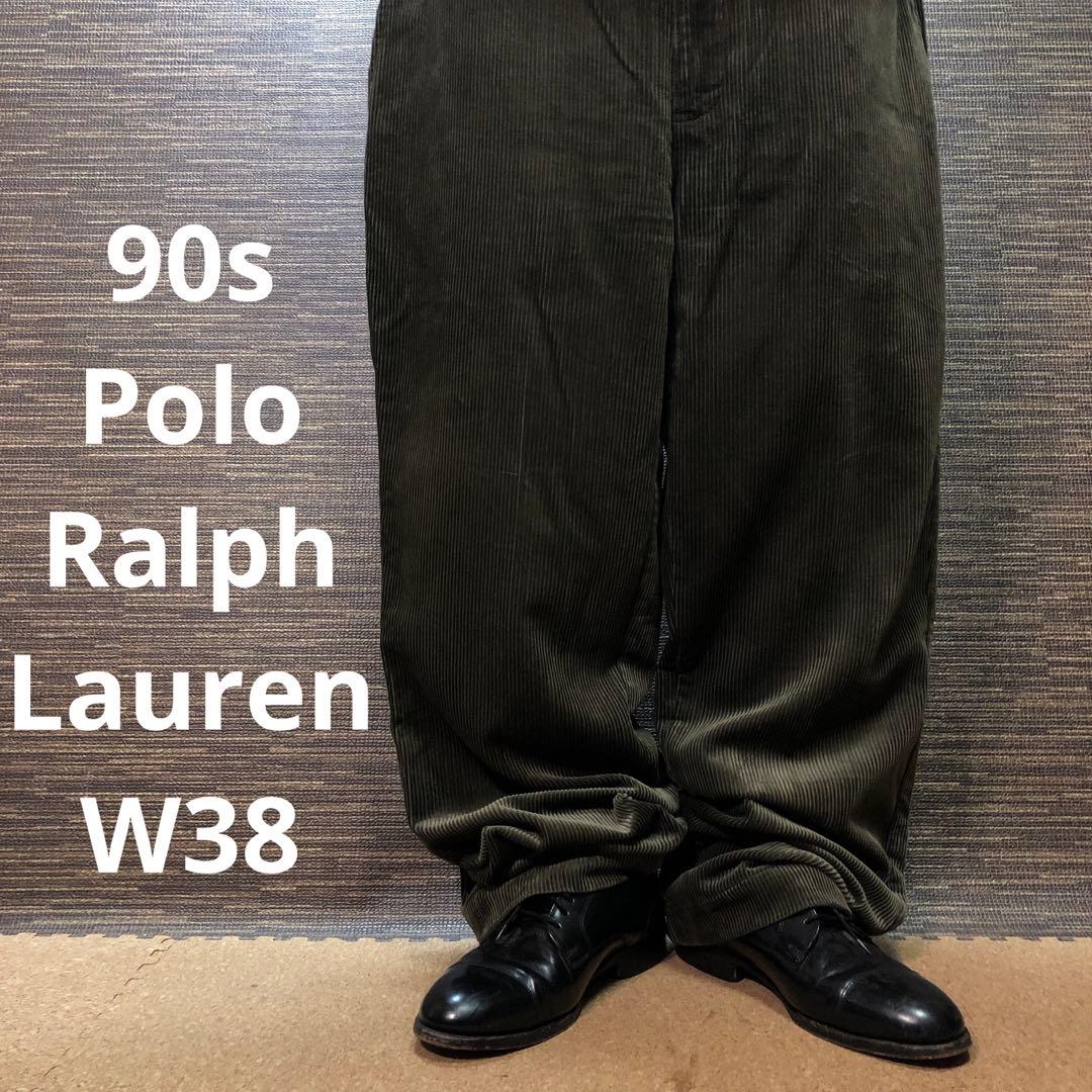 90s Polo Ralph Lauren カーキ　ツータック コーデュロイ
