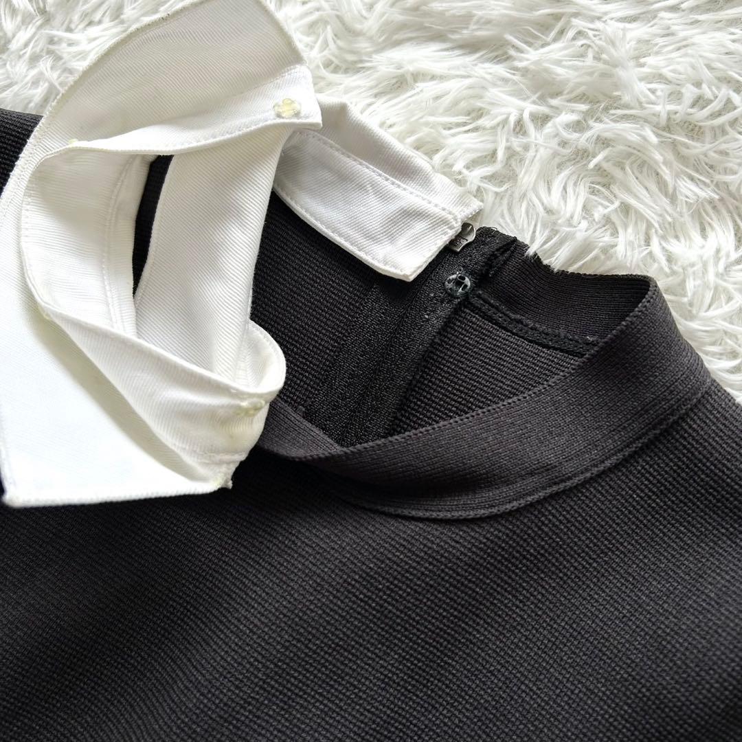 【美品】FOXEY フォクシー　グラシュー 白襟　長袖ワンピース　38 ブラック