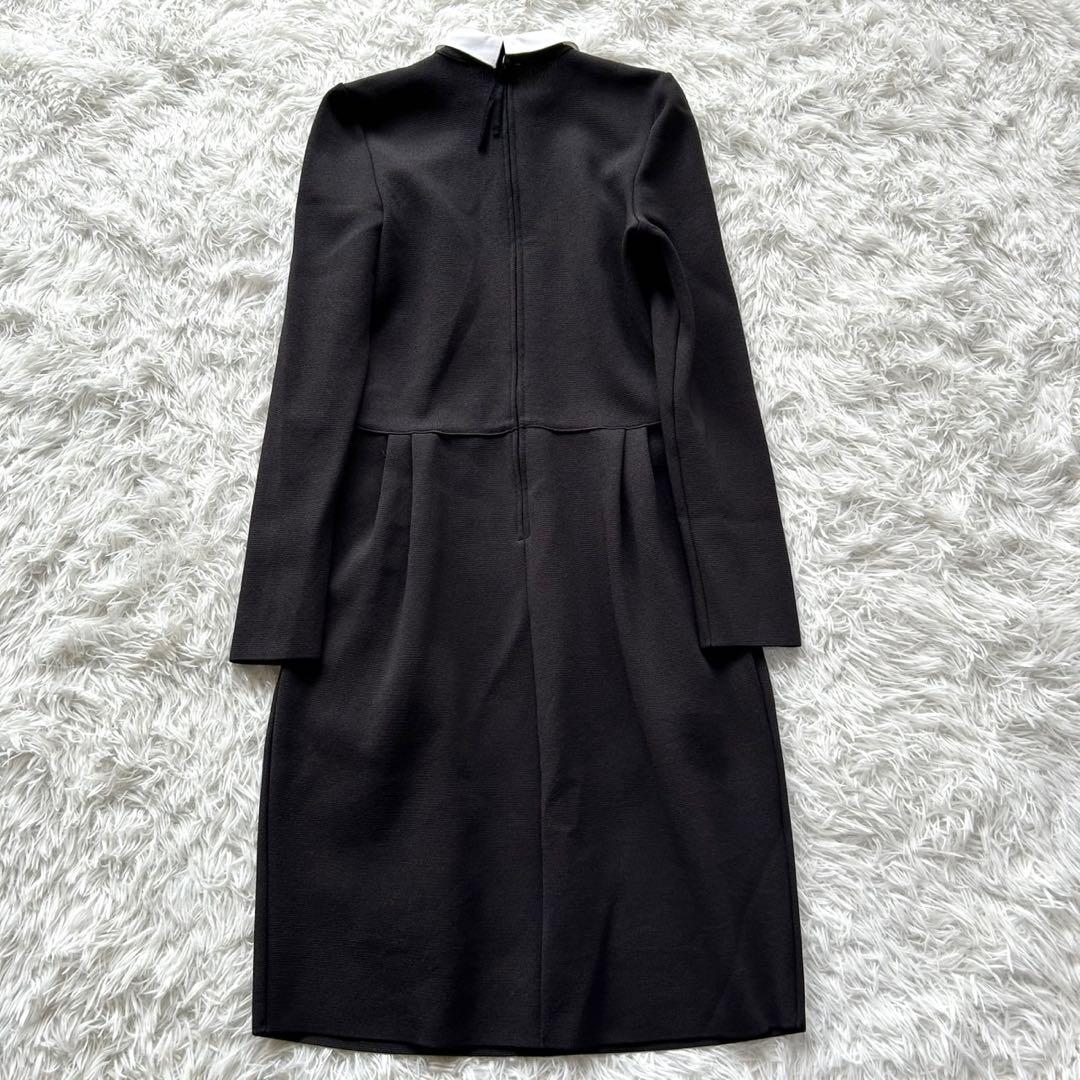 【美品】FOXEY フォクシー　グラシュー 白襟　長袖ワンピース　38 ブラック