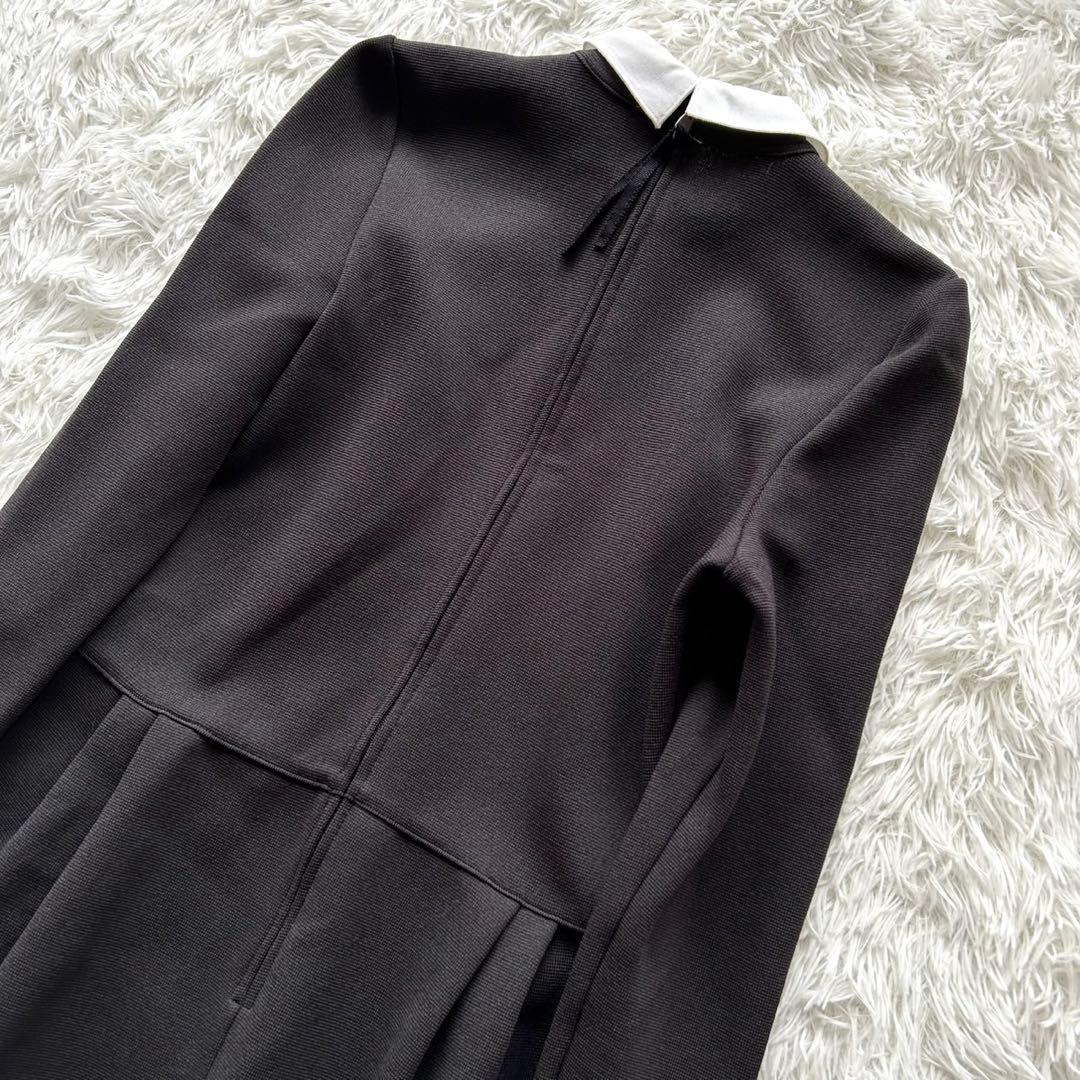 【美品】FOXEY フォクシー　グラシュー 白襟　長袖ワンピース　38 ブラック