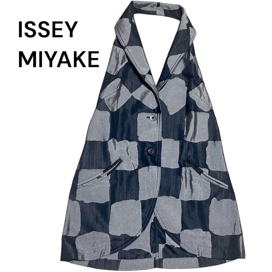 【美品✨希少】イッセイミヤケ　ロングジレ　ベスト　ノースリーブジャケット