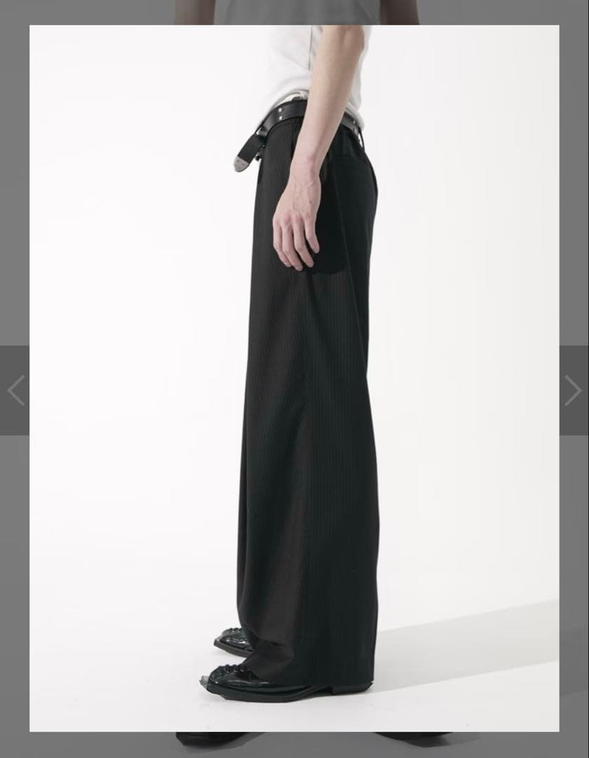 パンツ CS stripe cross tuck drape slacks black