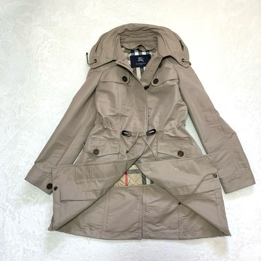 バーバリーロンドン　3way ライナー付き　コート　メガチェック　カーキ　フード