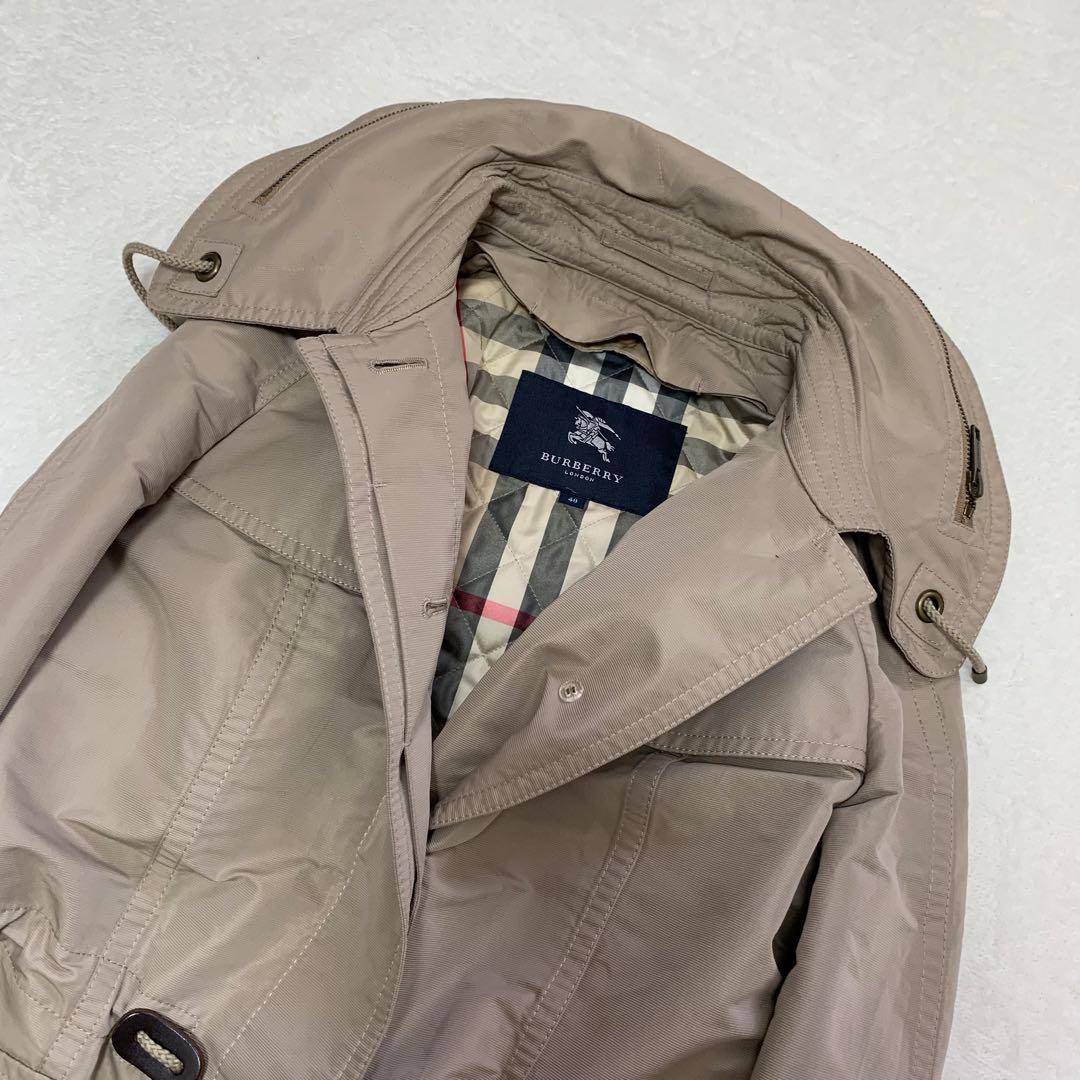 バーバリーロンドン　3way ライナー付き　コート　メガチェック　カーキ　フード