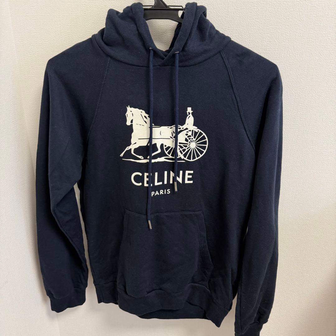 CELINE 青系　トレーナー　ロゴ