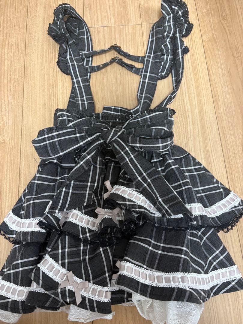 リズリサ LIZLISAはしごリボンチェックティアードスカパン