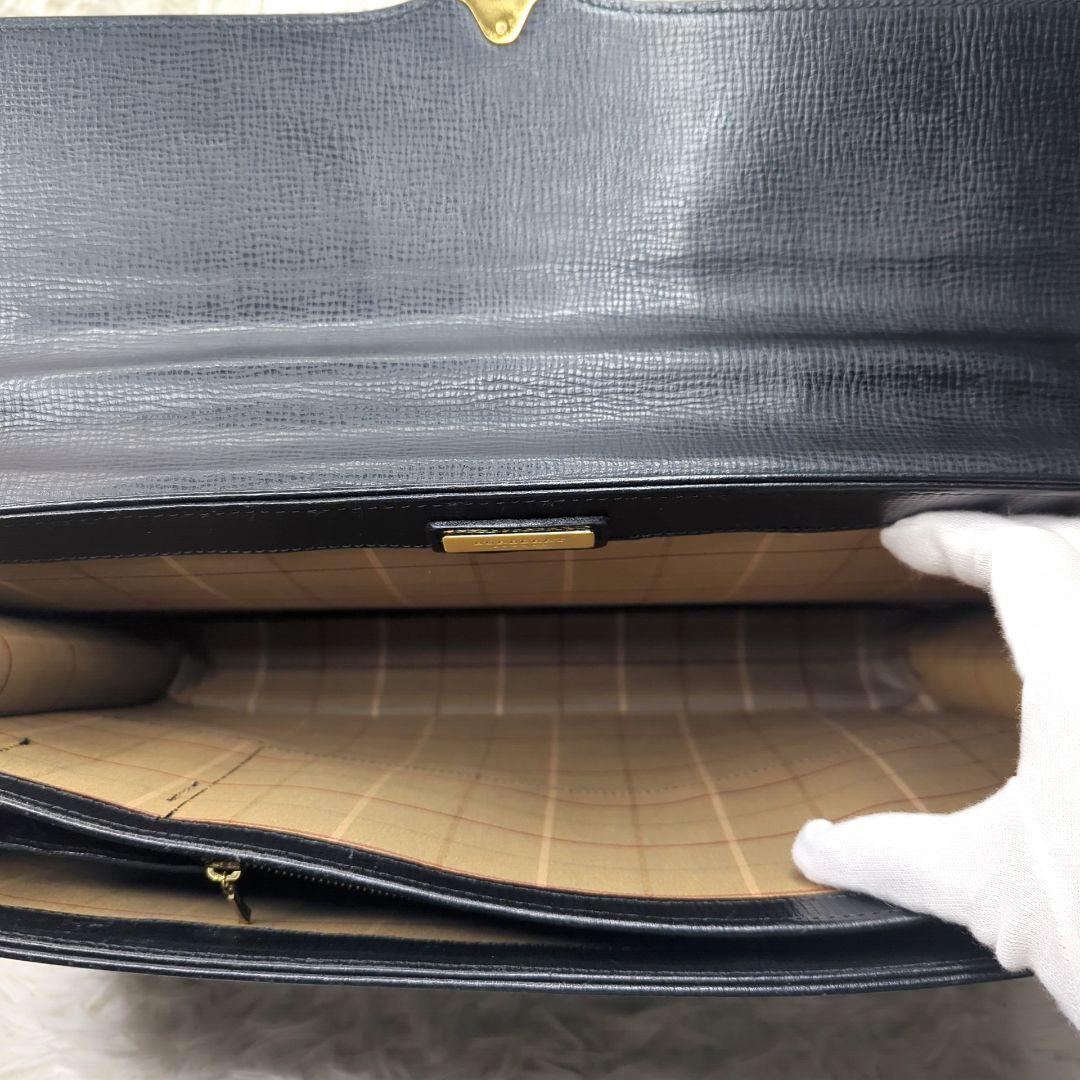 誠*様 バーバリー ダレスバッグ オールレザー ブラック A4収納可 多収納 キ