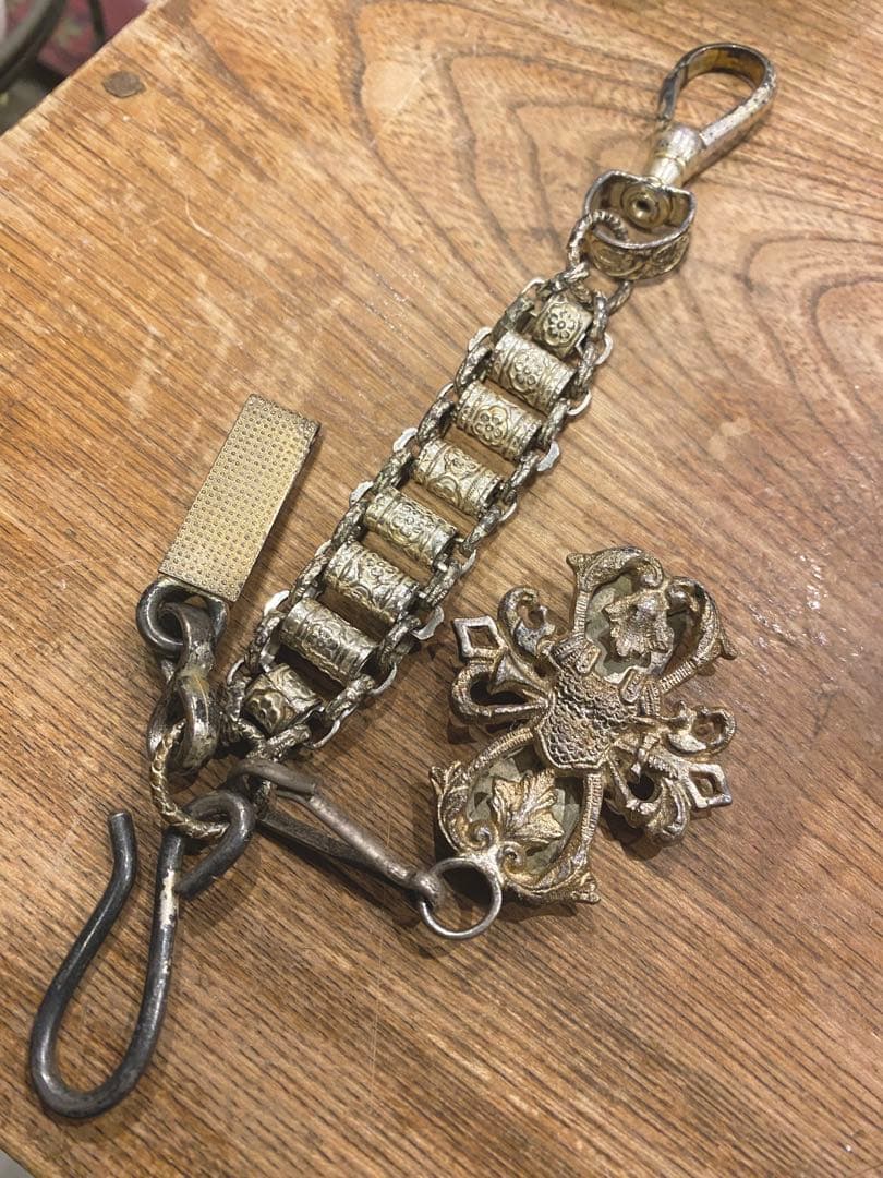 【珍品】アンティークソードチェーン キーチェーン フリーメイソン テンプル騎士団