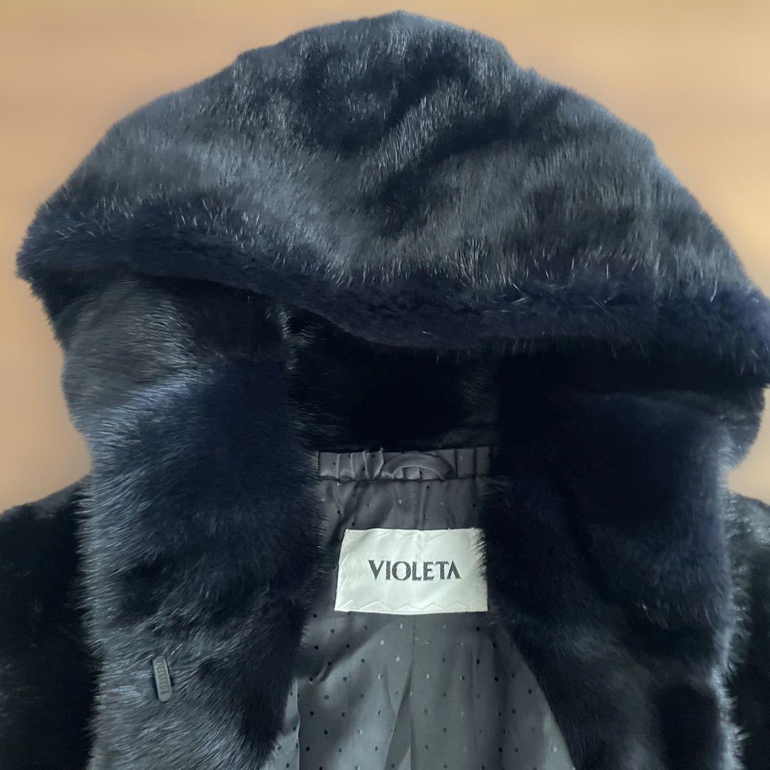 VIOLETA ブラックミンクベストLサイズ
