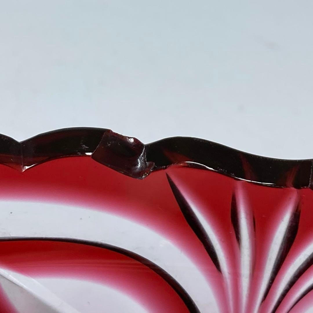 島津　薩摩切子　大皿　共箱　直径24.7㎝　トコヒ　東な7-0210☆2F