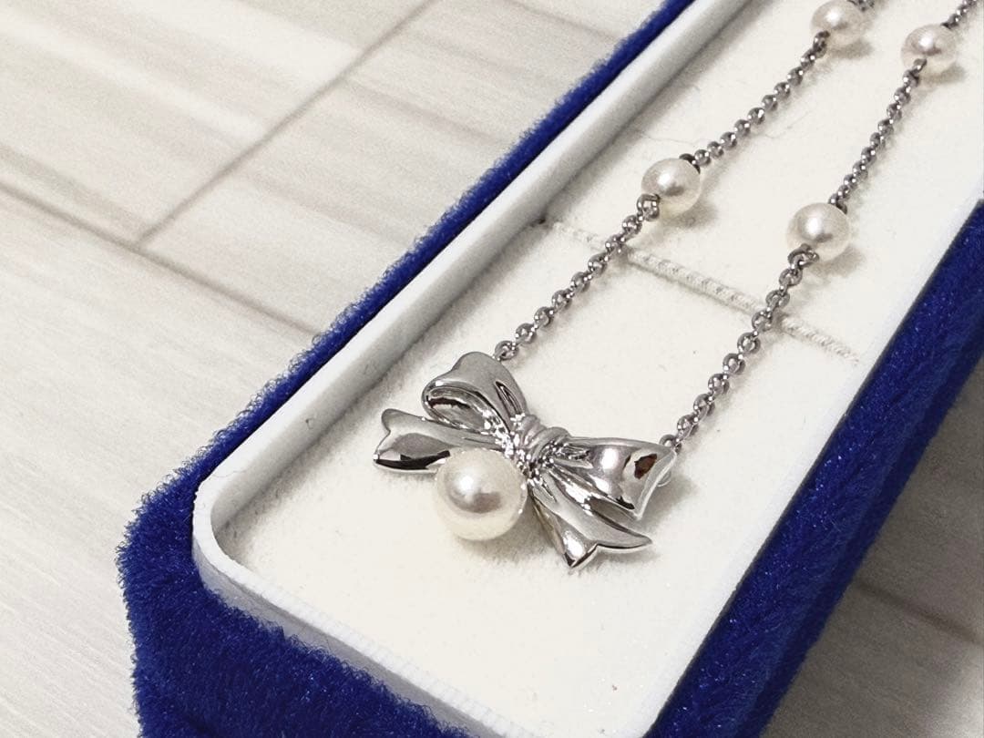 田崎真珠＊ロッテ50周年リボン＊パールネックレス＊LOTTE