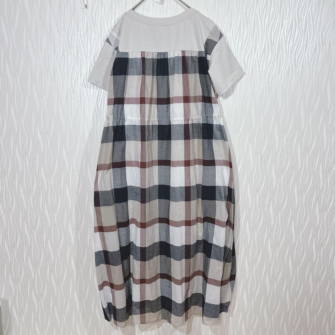 ブルーレーベルクレストブリッジ チェック切替 半袖 ハイカウントポンチワンピース