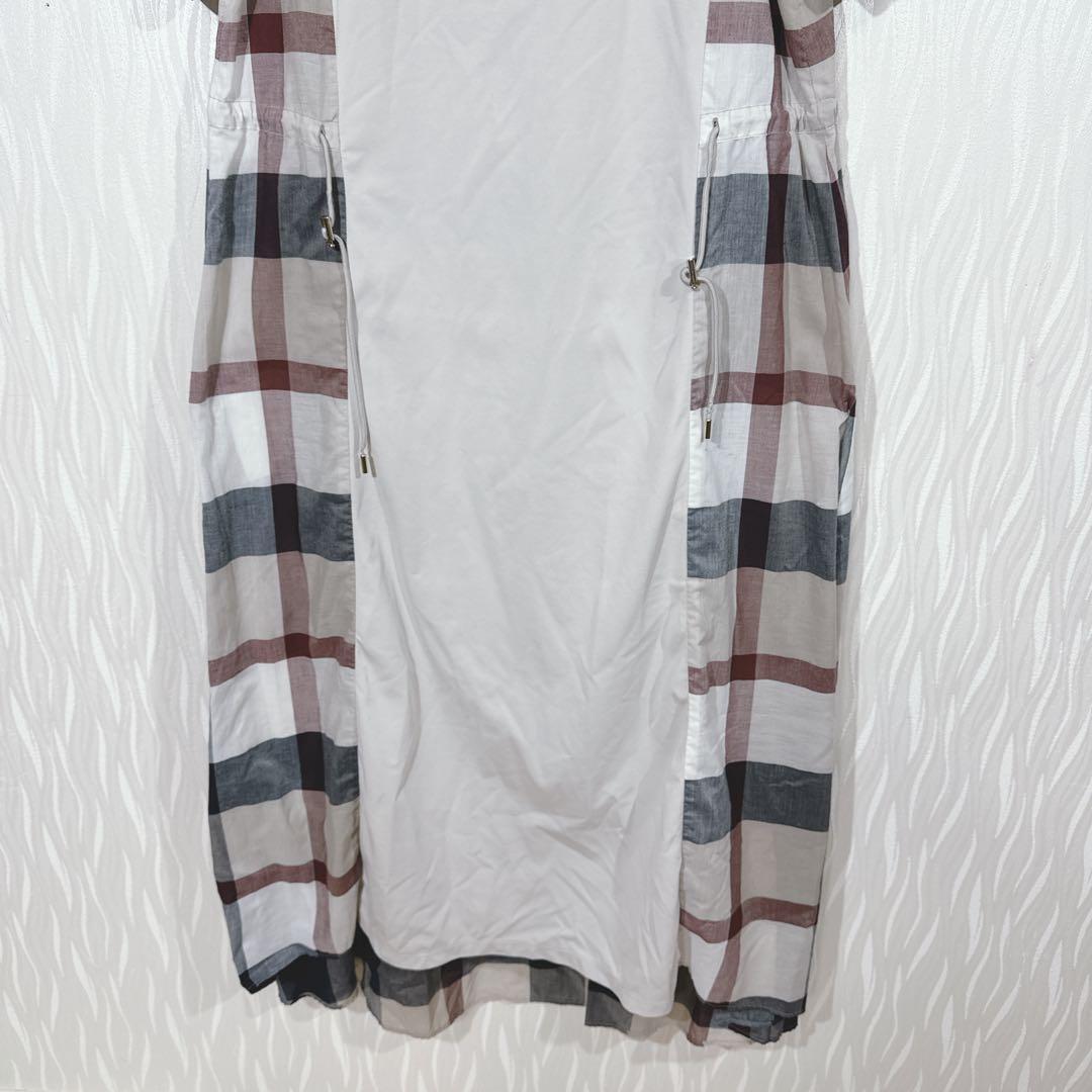 ブルーレーベルクレストブリッジ チェック切替 半袖 ハイカウントポンチワンピース