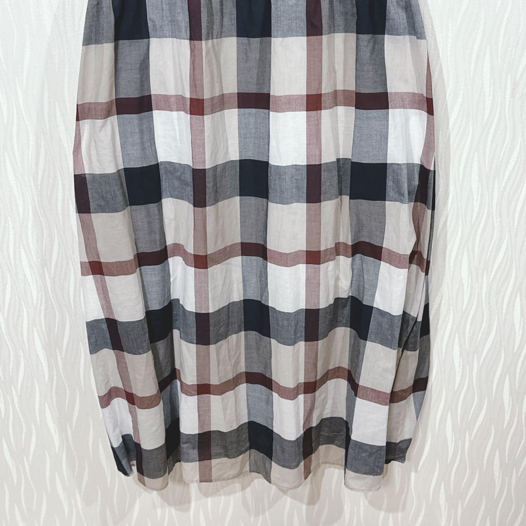 ブルーレーベルクレストブリッジ チェック切替 半袖 ハイカウントポンチワンピース