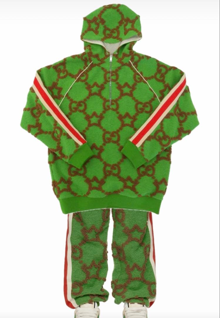 限定値下美品GUCCIグッチ上下セットアップロゴハーフジップ140